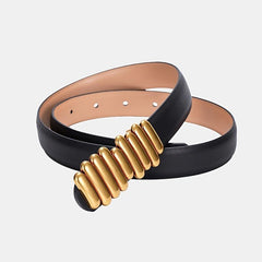 Women's Leather Belt with Metal Buckle for Dress Coat Suit Skirt
