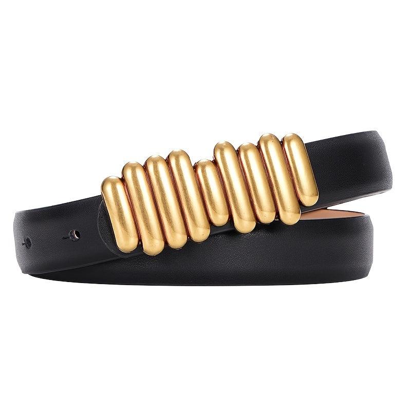 Women's Leather Belt with Metal Buckle for Dress Coat Suit Skirt