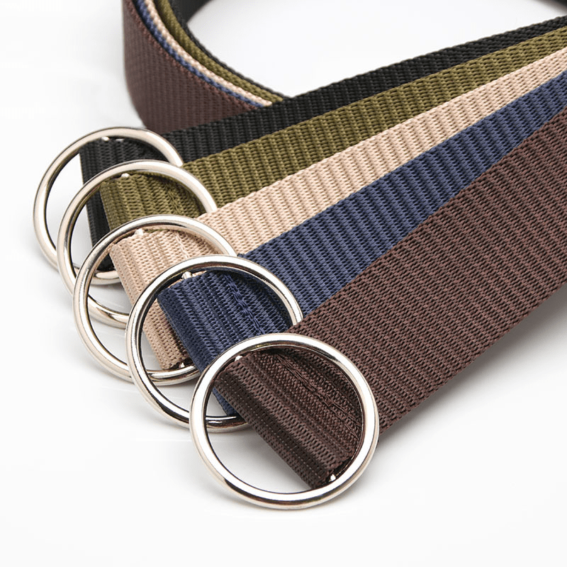 Unisex Braided Waist Belt Round Buckle Casual Nylon Belts