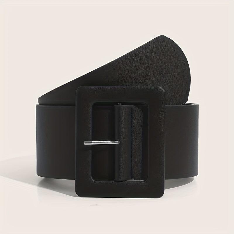 Wide PU Belt Square Buckle Women Coat Belt Dress Girdle