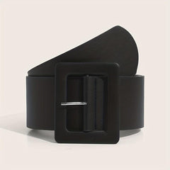 Wide PU Belt Square Buckle Women Coat Belt Dress Girdle