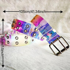 Punk Y2K Transparent Belt Eyelet Double Pin Buckle for Women