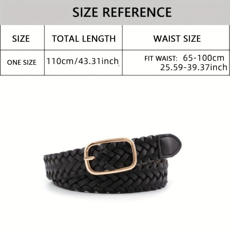 Classic Braided PU Belt Hollow Out Pin Buckle Waist Belt Women