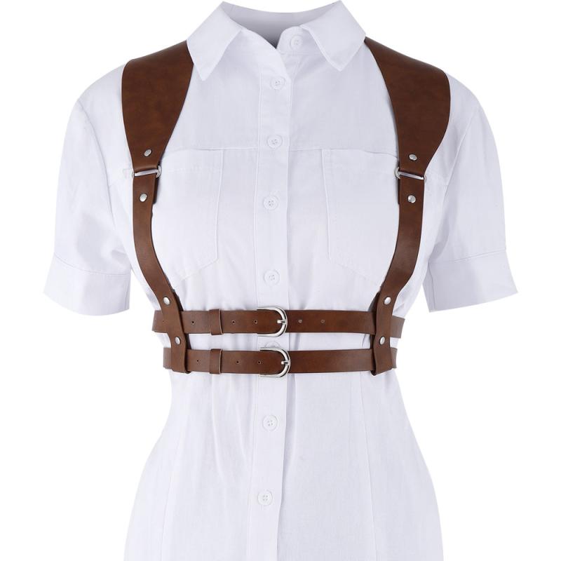 Women's PU Leather Harness Belt Punk Body Chain Waist Belt Halter