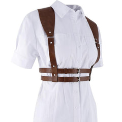 Women's PU Leather Harness Belt Punk Body Chain Waist Belt Halter