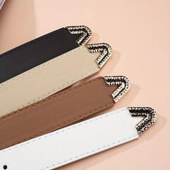 Geometric Buckle PU Belt Vintage Solid Waist Belt for Women