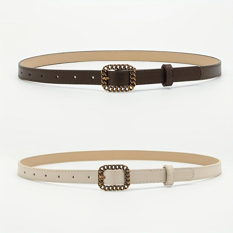 Vintage Hollow Out Buckle PU Waist Belt for Women