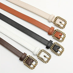 Vintage Hollow Out Buckle PU Waist Belt for Women