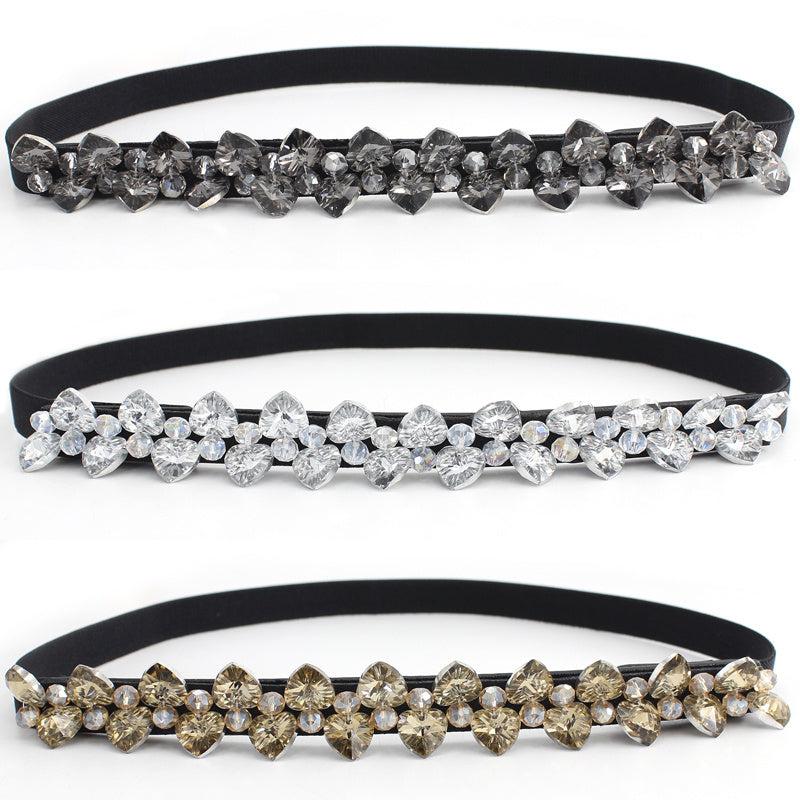 Women's Rhinestone Skinny Girdle Elastic Waist Belt