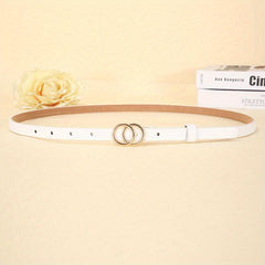 Double Ring Buckle Thin Belt Candy PU Belt Casual Jeans Pants Belt