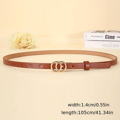 Double Ring Buckle Thin Belt Candy PU Belt Casual Jeans Pants Belt
