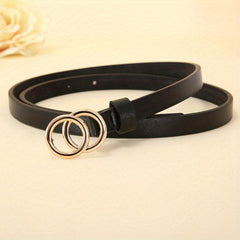 Double Ring Buckle Thin Belt Candy PU Belt Casual Jeans Pants Belt