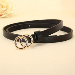 Double Ring Buckle Thin Belt Candy PU Belt Casual Jeans Pants Belt