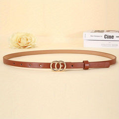 Double Ring Buckle Thin Belt Candy PU Belt Casual Jeans Pants Belt