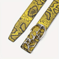 Snake Pattern Hip Hop Leather Belt Smooth Buckle