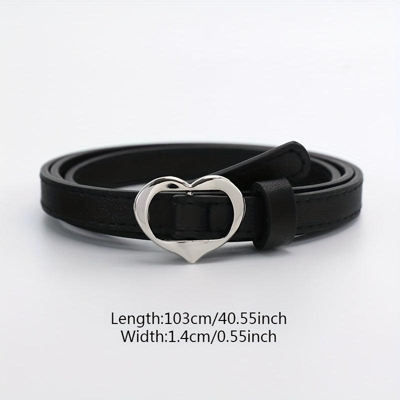 Heart Shape Buckle PU Belt Women Waist Belts Casual Jeans Belts