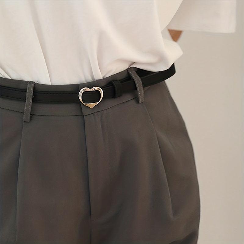 Heart Shape Buckle PU Belt Women Waist Belts Casual Jeans Belts