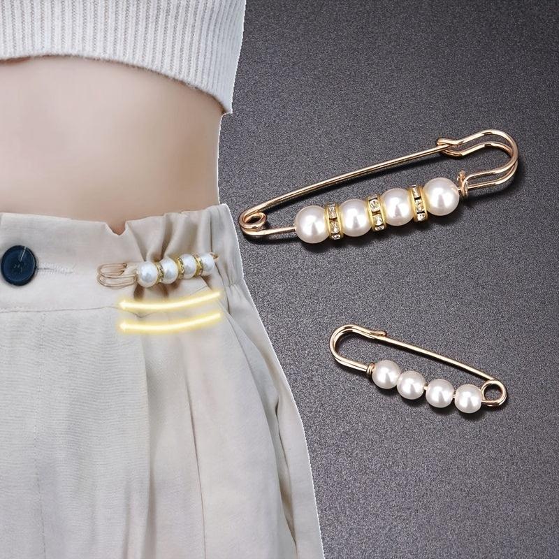 2pcs Faux Pearl Brooch Pins Rhinestones Collar Pin DIY Accessories
