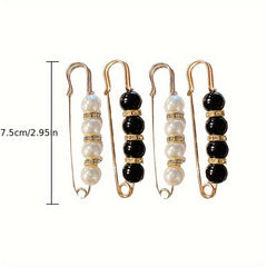 4Pcs Faux Pearl Brooch Pins Waist Buckles Pants Buckle Clips