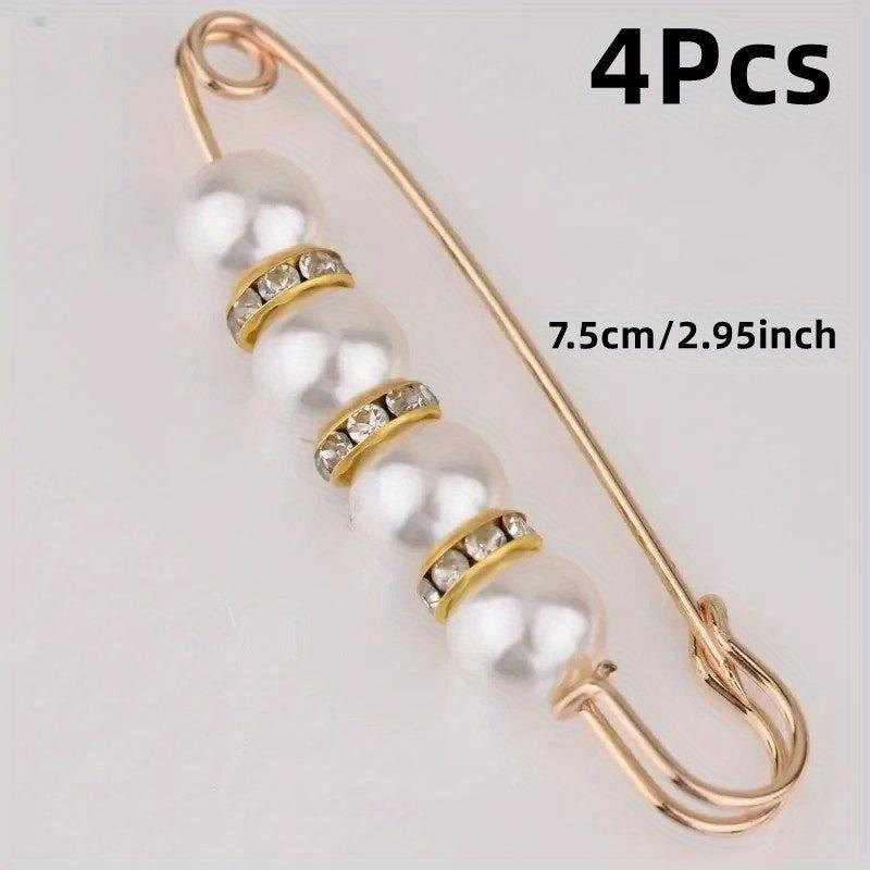 4Pcs Faux Pearl Brooch Pins Waist Buckles Pants Buckle Clips