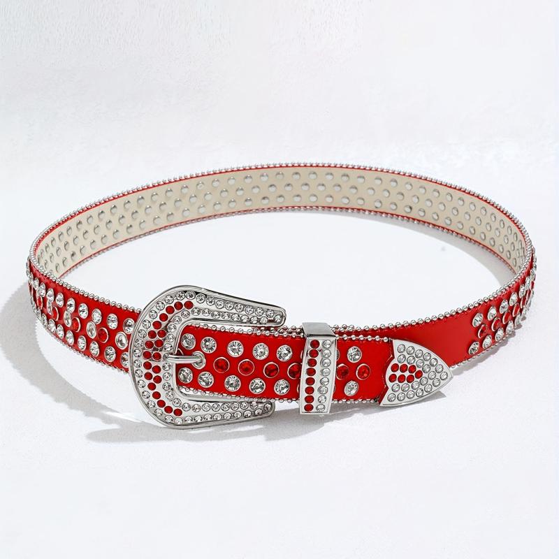 Y2K Red Rhinestone Belt Western Cowgirl