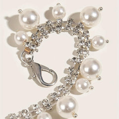 Pearl Pendant Rhinestone Waist Chain Belly Chain Silvery Belt