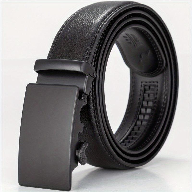 Men's Leather Belt Automatic Buckle Business Waist Strap