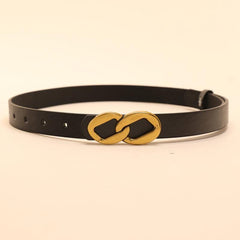 Double Round Buckle PU Belt Casual Vintage Belt for Women Men