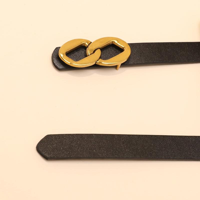 Double Round Buckle PU Belt Casual Vintage Belt for Women Men
