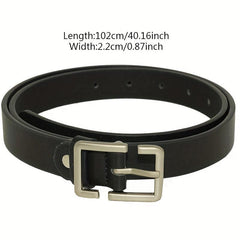 Rectangular Buckle Belt Casual Solid PU Belt For Women