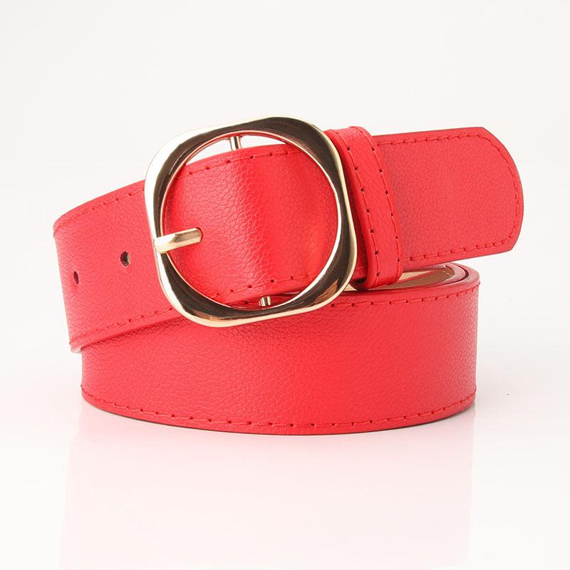 Round Buckle Belt Women Casual Dress Belt Leather Belt Waistbands