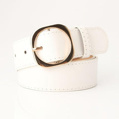 Round Buckle Belt Women Casual Dress Belt Leather Belt Waistbands