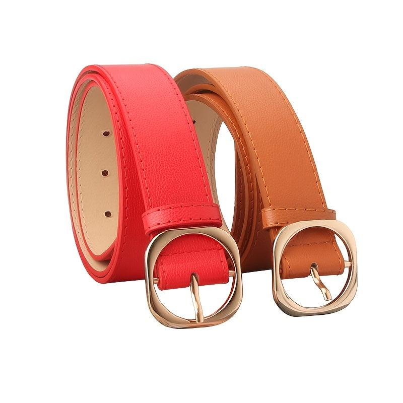 Round Buckle Belt Women Casual Dress Belt Leather Belt Waistbands