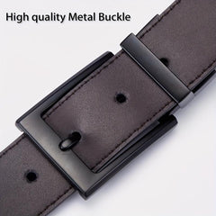Men's Reversible Leather Belt with Rotated Buckle
