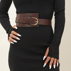 Wide PU Leather Belt Vintage Costume Waist Belt For Women Girls