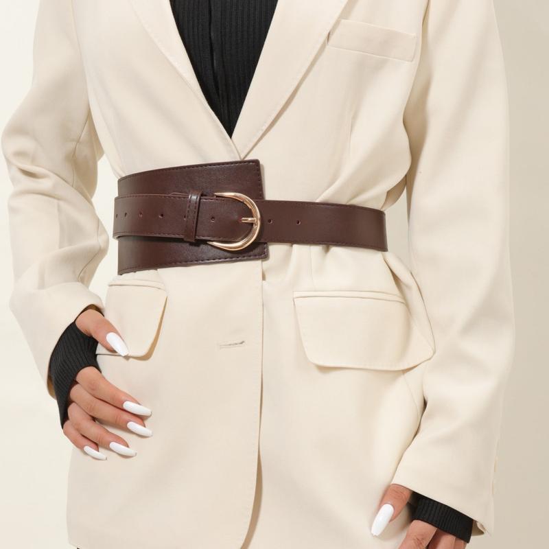 Wide PU Leather Belt Vintage Costume Waist Belt For Women Girls