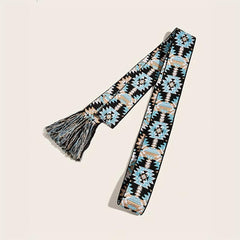 Boho Jacquard Vintage Sash Belt Classic Tassel Waistband Dress Girdle