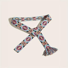 Boho Jacquard Vintage Sash Belt Classic Tassel Waistband Dress Girdle
