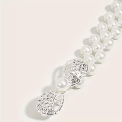 Bowknot Decor Waist Chain Faux Pearl Elastic Chain Belt Dress Girdle