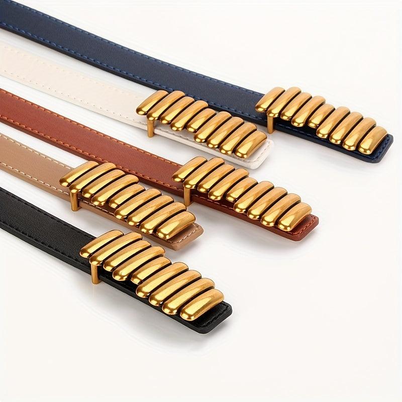 Stylish PU Leather Thin Belt Solid Coat Girdle For Women