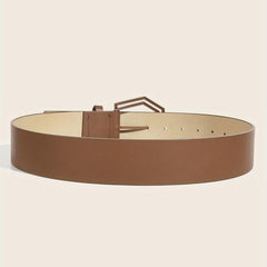 Solid Hexagonal Buckle Belt Wide Girdle For Women