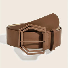 Solid Hexagonal Buckle Belt Wide Girdle For Women