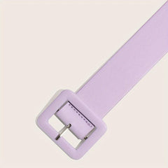 Candy PU Belt Square Pin Buckle Pink & Purple Wide Belt For Women
