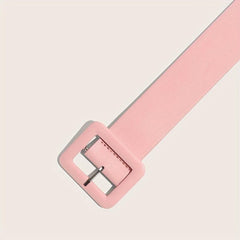 Candy PU Belt Square Pin Buckle Pink & Purple Wide Belt For Women