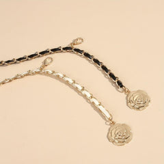 Camellia Flower Waist Chain Metal Waistband for Women