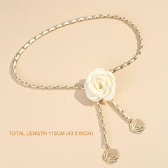 Camellia Flower Waist Chain Metal Waistband for Women