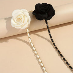 Camellia Flower Waist Chain Metal Waistband for Women