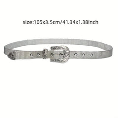 Y2K Silvery Golden Belt Hip Hop Eyelet Cowboy Cowgirl Belt