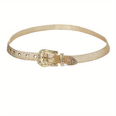 Y2K Silvery Golden Belt Hip Hop Eyelet Cowboy Cowgirl Belt