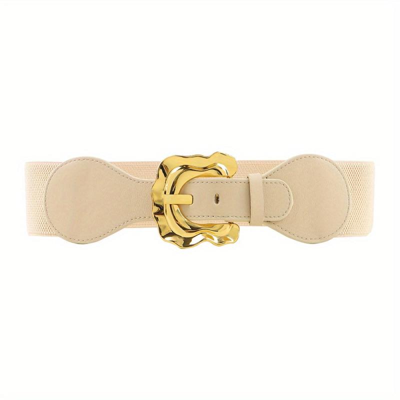 Geometric Wide Belt Elastic Vintage Waistband For Women